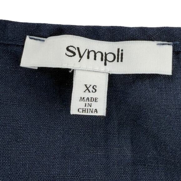 SYMPLI 100% Linen Sleeveless Top Sz XS Blue - Picture 3 of 4